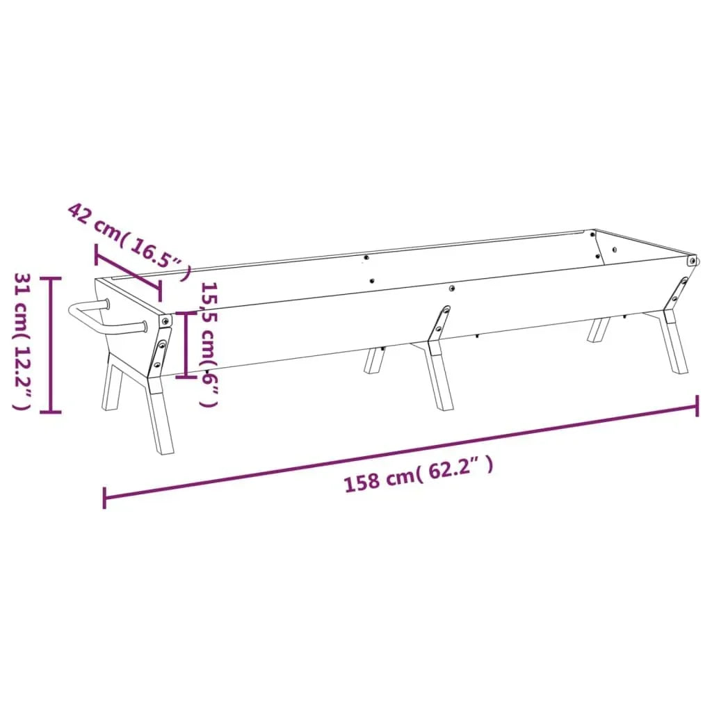 BBQ-Grillpfanne Edelstahl Silber 158x42x31 cm Vidaxl