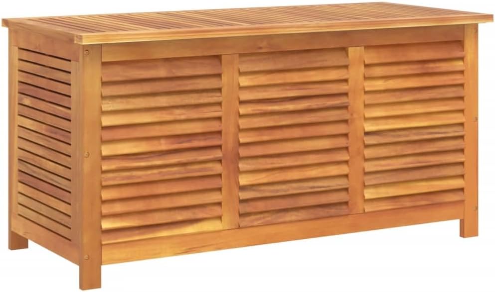 Aufbewahrungstruhe aus Akazienholz, Aufbewahrungsbox, Aufbewahrungsbank, Garten-Aufbewahrungsbox, für Innen und Außen, 113 x 50 x 56 cm