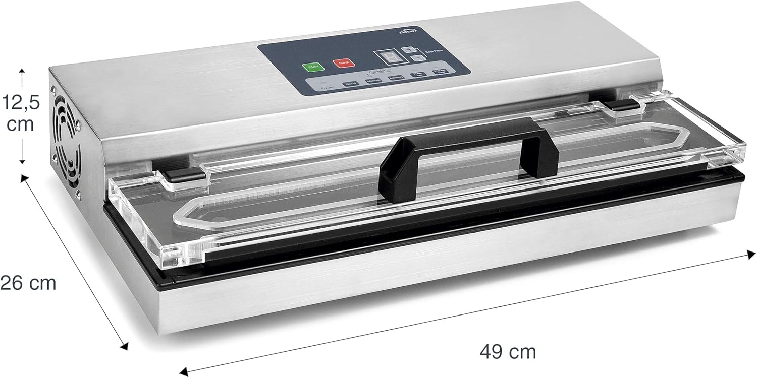 Lacor - 69540 - Vakuumiergerät, Folienschweißgerät, Lebensmittelversiegelungsgerät, Edelstahl, BPA-frei, luftdichte Versiegelung, 650W, 40cm, Inox