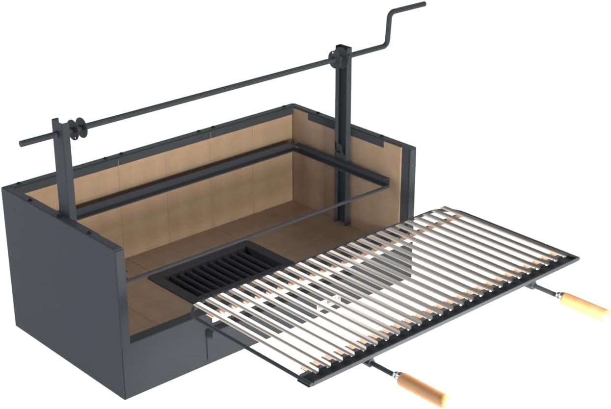 Imex El Zorro – Schubladen-Grill mit Schamottstein | 90x48x65 cm | Robuste Stahlkonstruktion und hohe Wärmespeicherung | Ideal für Holzkohle- und Holzgrills im Freien