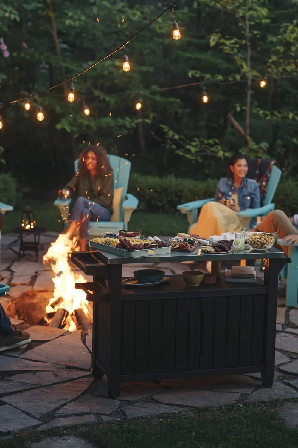 2025 Carro móvil de patio Keter Unity XL – Mesa de cocina exterior resistente a la intemperie con superficie de trabajo de acero inoxidable, espacio de almacenamiento con cerradura y accesorios