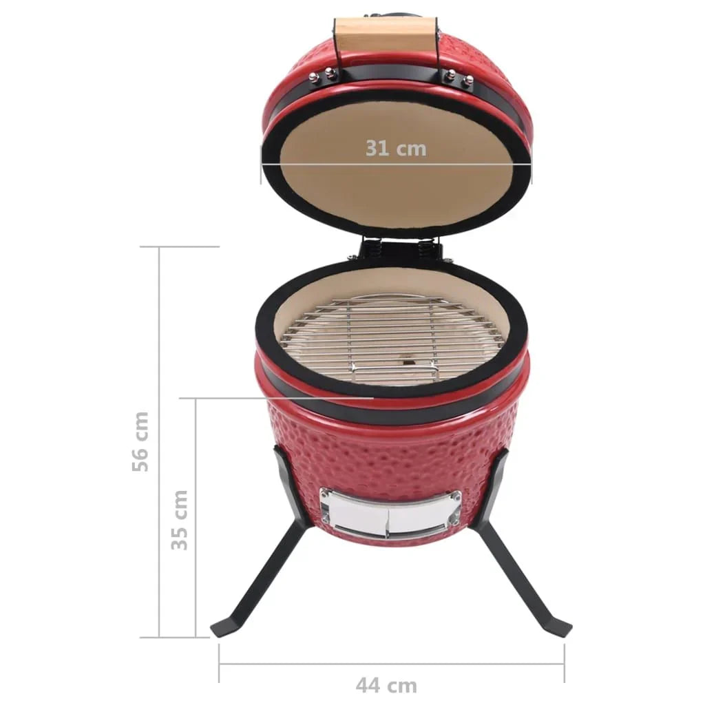 2-in-1 Kamado-Keramikgrill-Räucherofen Rot 56 cm Vidaxl