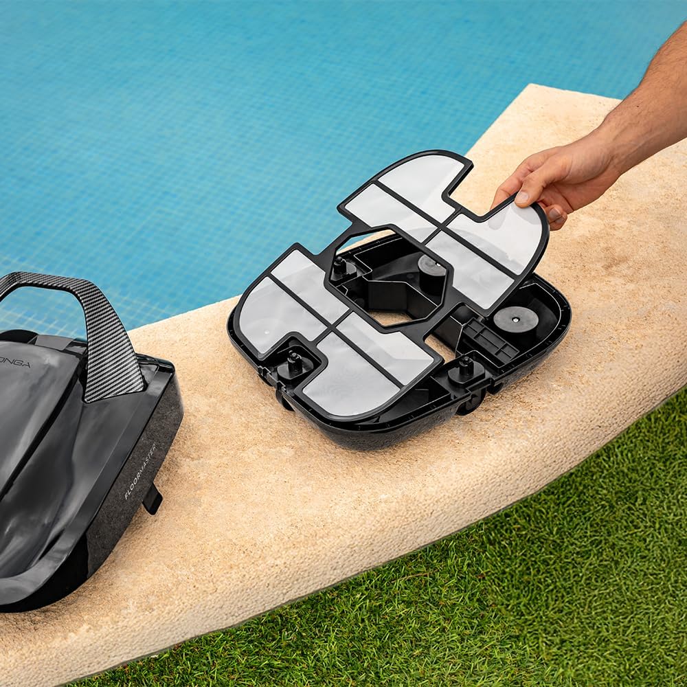 Cecotec Poolreinigungsroboter kabellos Conga Pooldroid 2000 FloorMaster. 100 Min. Akkulaufzeit, Pool ohne Neigung, bis zu 80m², max. Tiefe 2,5m, 2,5L Fassungsvermögen, Hocheffizienzfilter