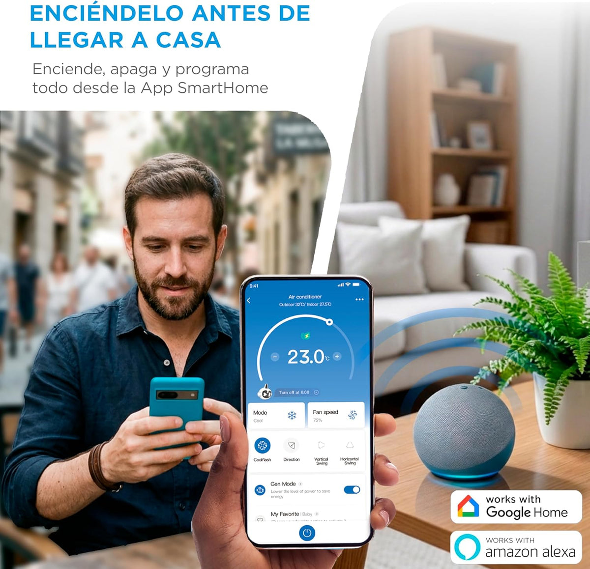 Midea Portasplit Aire Acondicionado Portatil 4 en 1 | 3000 frigorías / 12000 BTU | Pinguino Split de Bajo Consumo con modo Silence | Deshumidificador, Calefactor, Ventilador y Climatizador hasta 45 m2