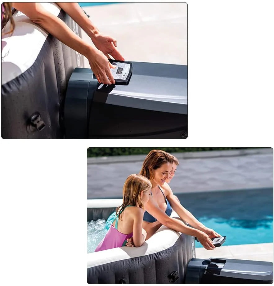 Intex Spa hinchable 4 personas octogonal, Burbujas Deluxe y chorros de agua (55081)