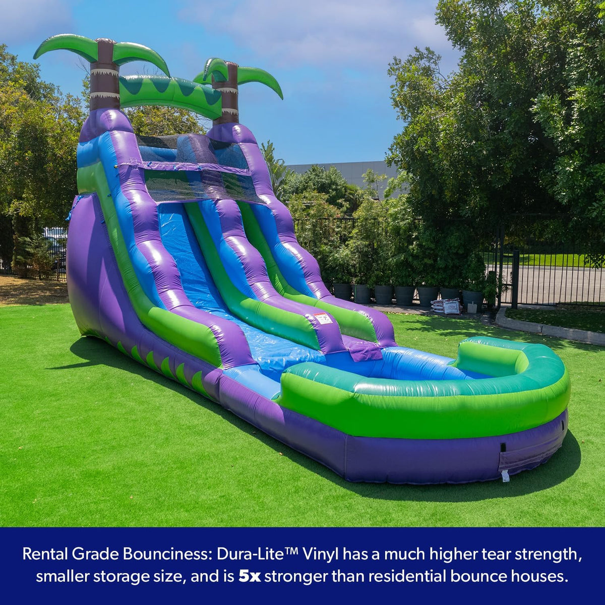 2025 HeroKiddo Resbaladilla Acuática Inflable de Grado Comercial de 16' con Piscina Adjacente para Niños y Adultos (con Ventilador), Uso Mojado y Seco, Diversión de Verano