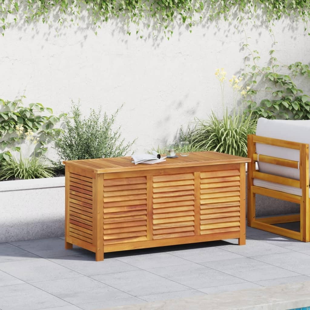Aufbewahrungstruhe aus Akazienholz, Aufbewahrungsbox, Aufbewahrungsbank, Garten-Aufbewahrungsbox, für Innen und Außen, 113 x 50 x 56 cm