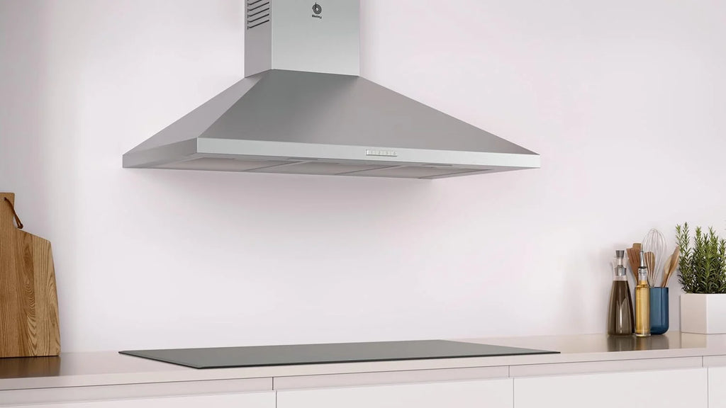 Balay - Campana Exrtactora Decorativa de Pared Piramidal, 90 cm de ancho, 3 potencias de extracción, Instalación en Salida de Humos o Recirculación, Acero Inoxidable, 3BC696MX