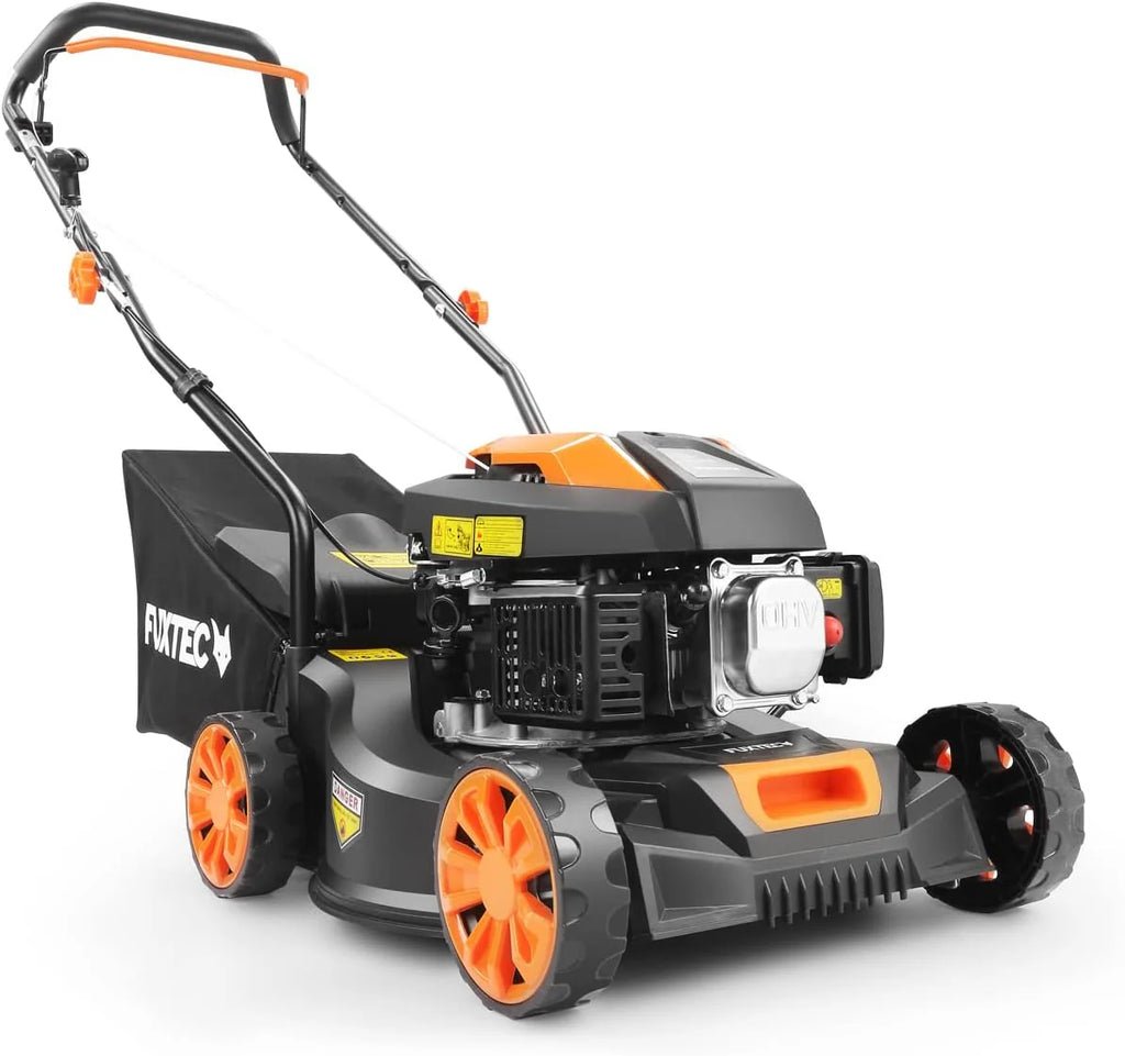Cortacésped de Gasolina FUXTEC FX-RM4646ECO 46cm de Anchura de Corte - Potente Motor de Gasolina de 146cc Easy Clean 3en1 2,6KW Mulching recogedor de Hierba 50L