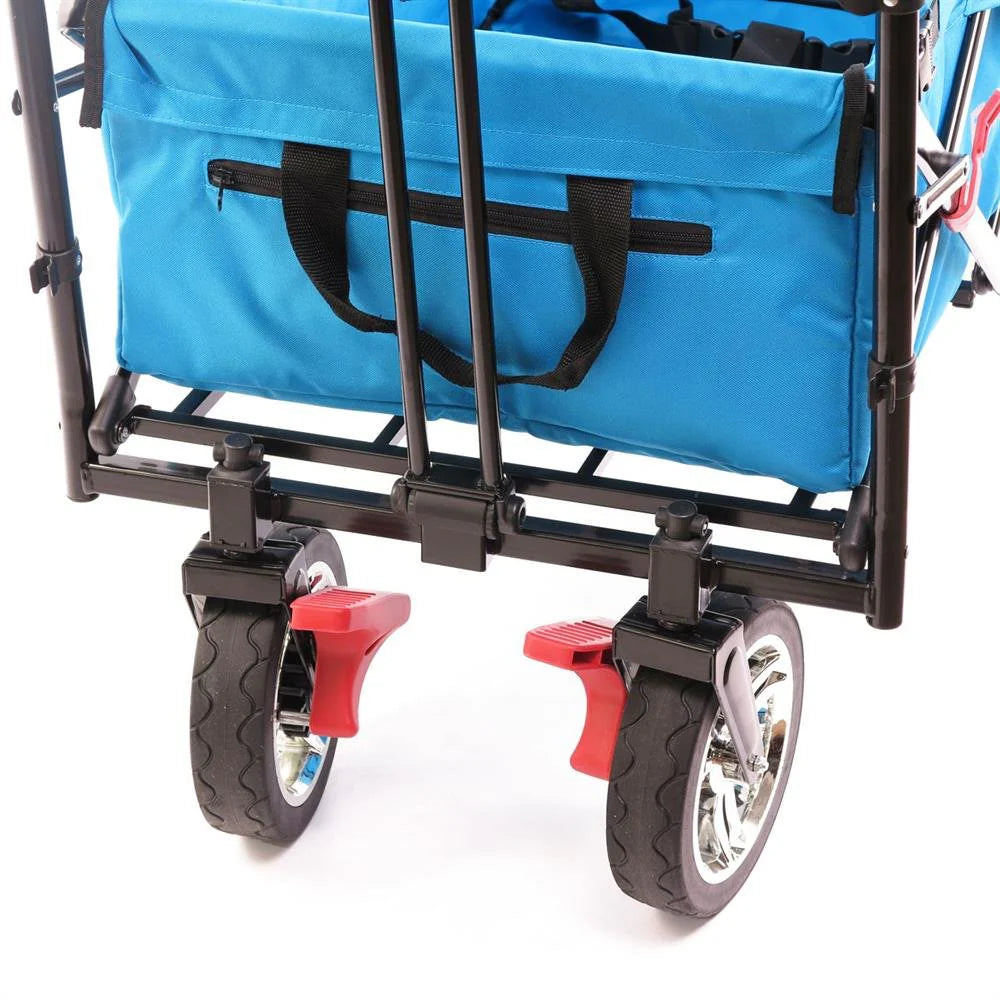 Bollerwagen FUXTEC FX-CT700, Carro Plegable Gris para el Transporte de niños, Ciudad, Campo, Playa o montaña - con Capota Anti-UV, asa de Empuje, Freno de Mano Delantero y Trasero, El Original