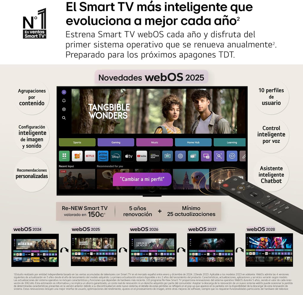 50UA73006LA - TV 50", UHD 4K, WebOS 25, Ultimate IA, HDR10 Pro, Super Upscaling, Dolby Digital Plus, Google Assistant, Negro