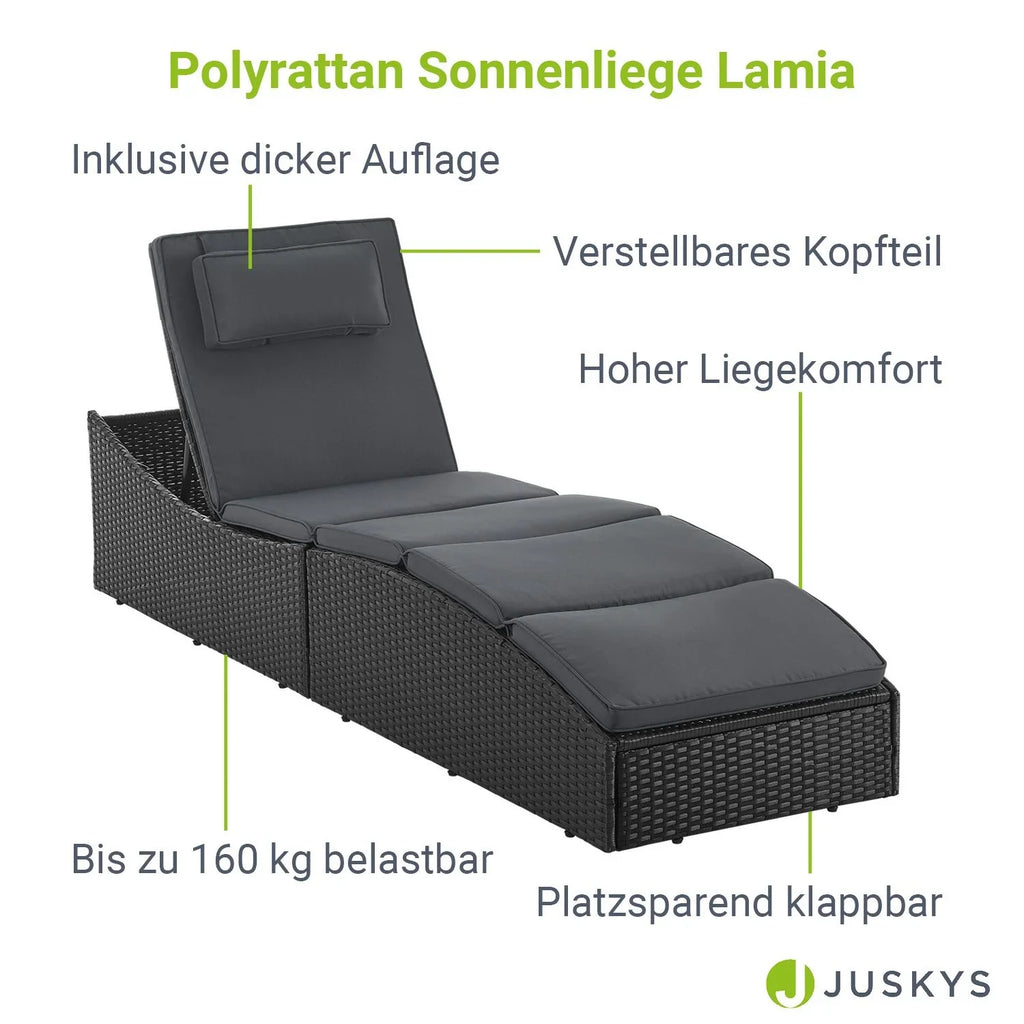 2025 Polyrattan Sonnenliege Klappbar Lamia