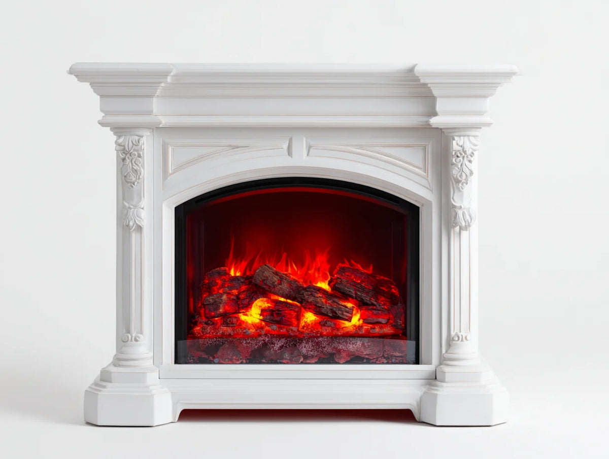 Chimeneas eléctricas clásicas 120x35x105 cm - blanco - efecto llama LED decorativa para salón