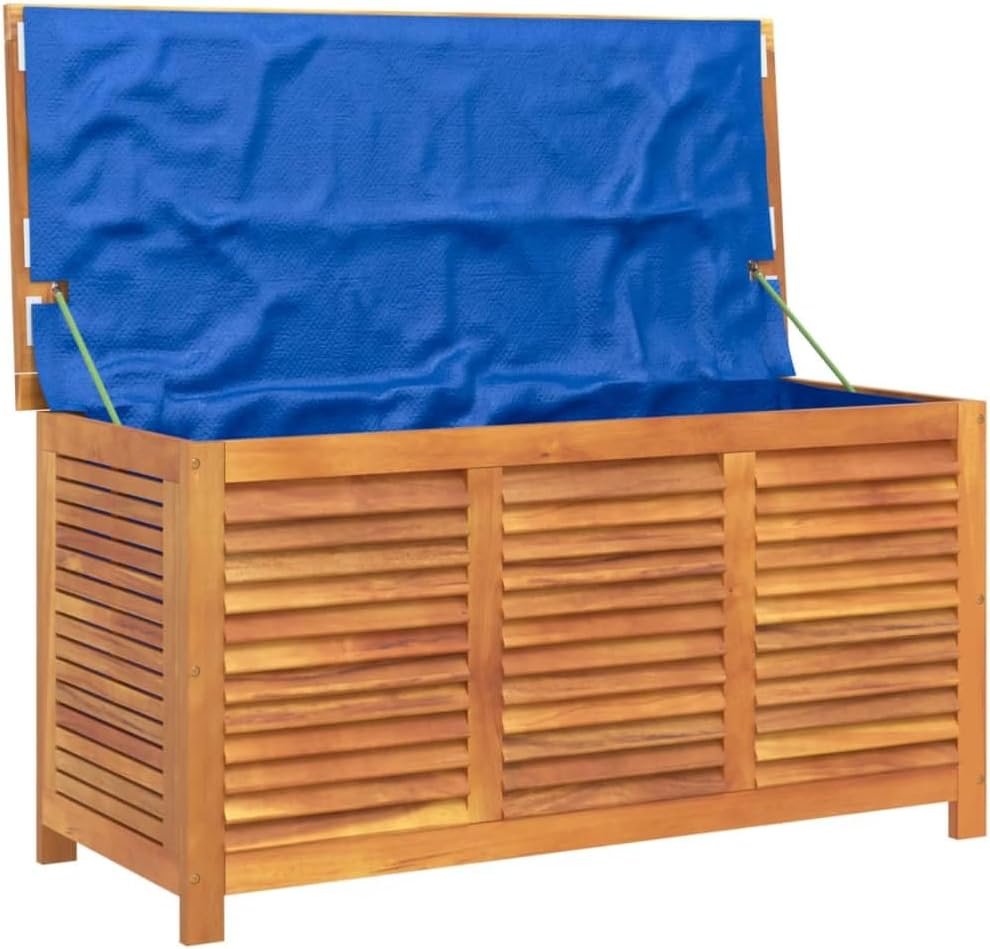 Aufbewahrungstruhe aus Akazienholz, Aufbewahrungsbox, Aufbewahrungsbank, Garten-Aufbewahrungsbox, für Innen und Außen, 113 x 50 x 56 cm