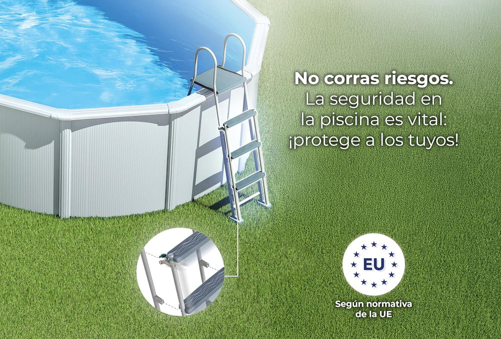 Piscina de Acero Elevada,Redonda con Aspecto Acero Blanco. Piscinas Desmontables para Jardín 240 x 120 cm - Piscina Gre KIT300ECO Fidji.