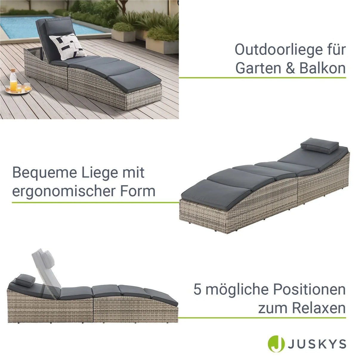 2025 Polyrattan Sonnenliege Klappbar Lamia