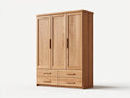 Armarios de tres puertas con cajones madera natural 150x60x200 cm - Roble - Diseño moderno de almacenamiento