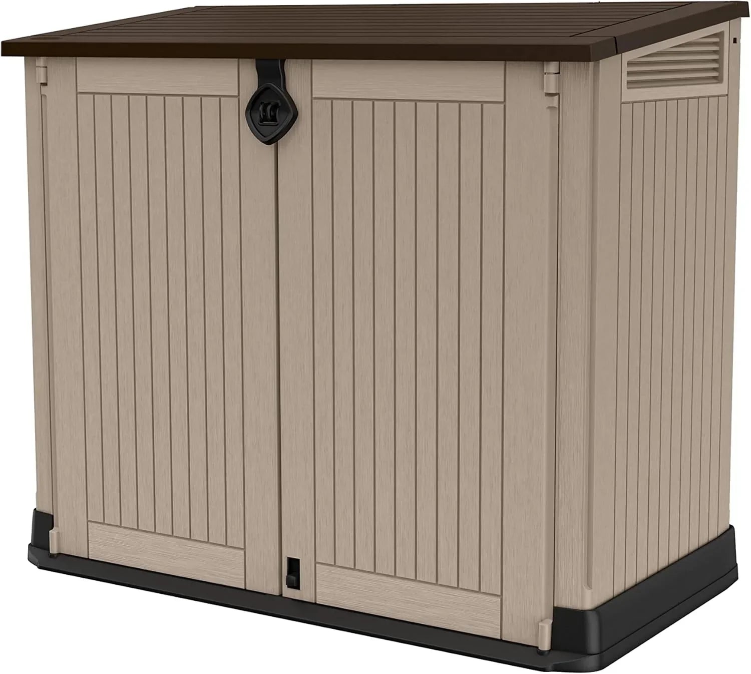 Keter Sio Max Outdoor-Gartenschrank, Fassungsvermögen 1200L, Taupe/Beige, 145 x 125 x 82 cm