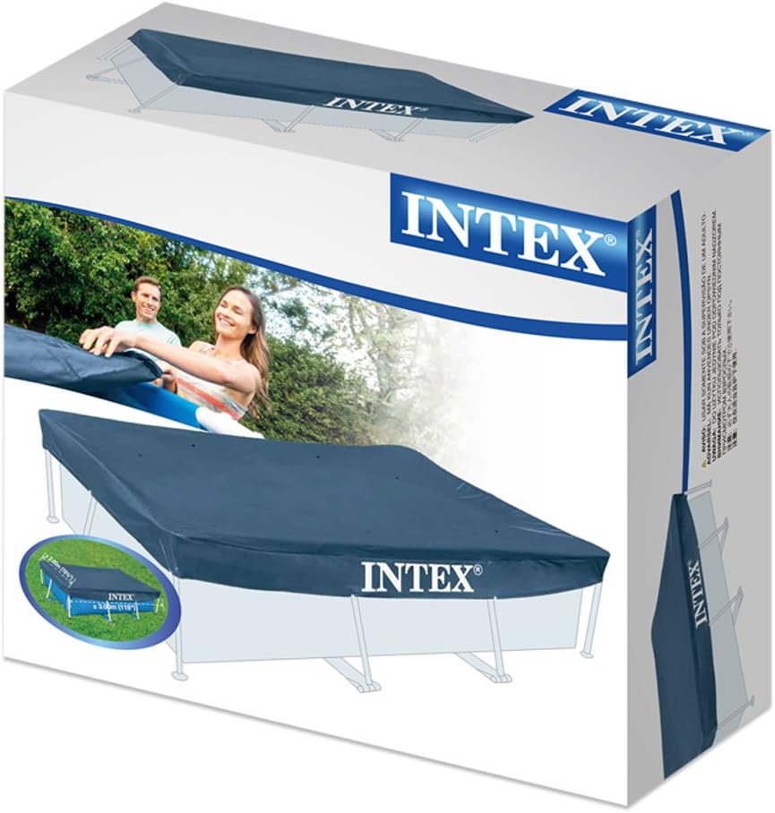 Intex 28271Np Small Frame Piscina Desmontable, 260 X 160 X 65 Cm, 2.282 Litros + 28038 Cobertor Piscina Rectangular Prisma/Small Frame 300 X 200 Cm