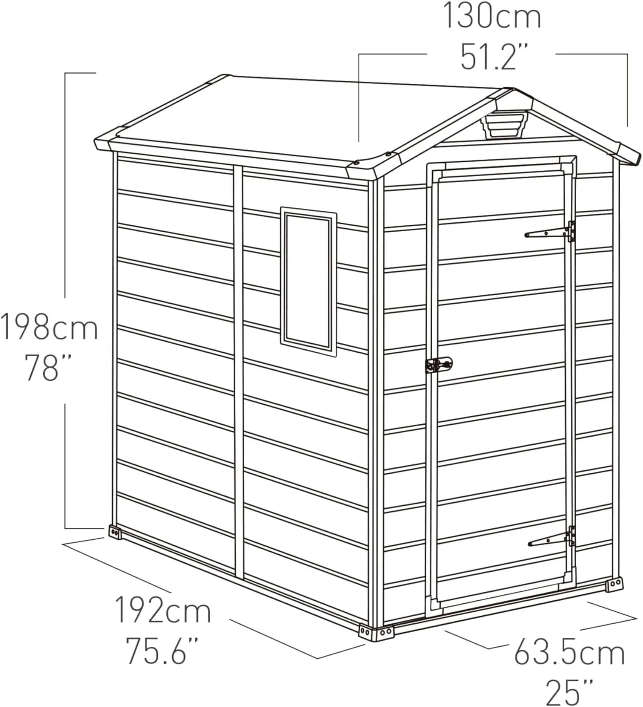 Keter Manor 4X6 - Caseta de jardín, 130x192x198cm y 2,2m2, Suelo, Sistema de ventilación, Puerta y Ventana, Resistente al Agua, Color Gris