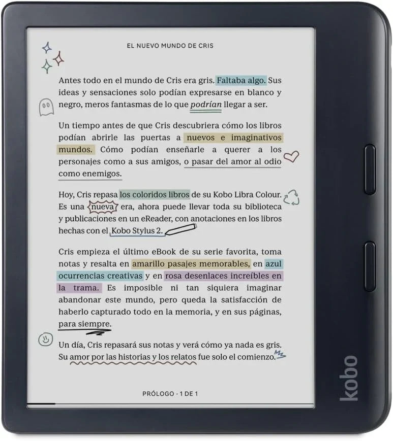 Kobo Libra Colour eReader | 7" E Ink Kaleido™ 3 Display | Adjustable Color Temperature and Brightness | Blue Light Reduction | eBooks and AudioBooks | 32GB Memory | Water Resistant | White