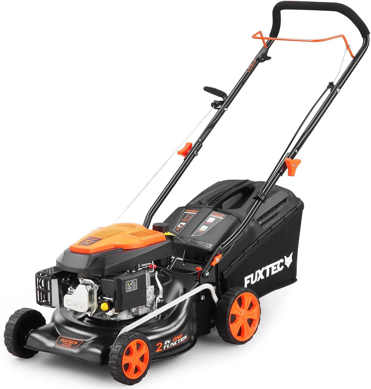 Cortacésped de Gasolina FUXTEC FX-RM4646ECO 46cm de Anchura de Corte - Potente Motor de Gasolina de 146cc Easy Clean 3en1 2,6KW Mulching recogedor de Hierba 50L