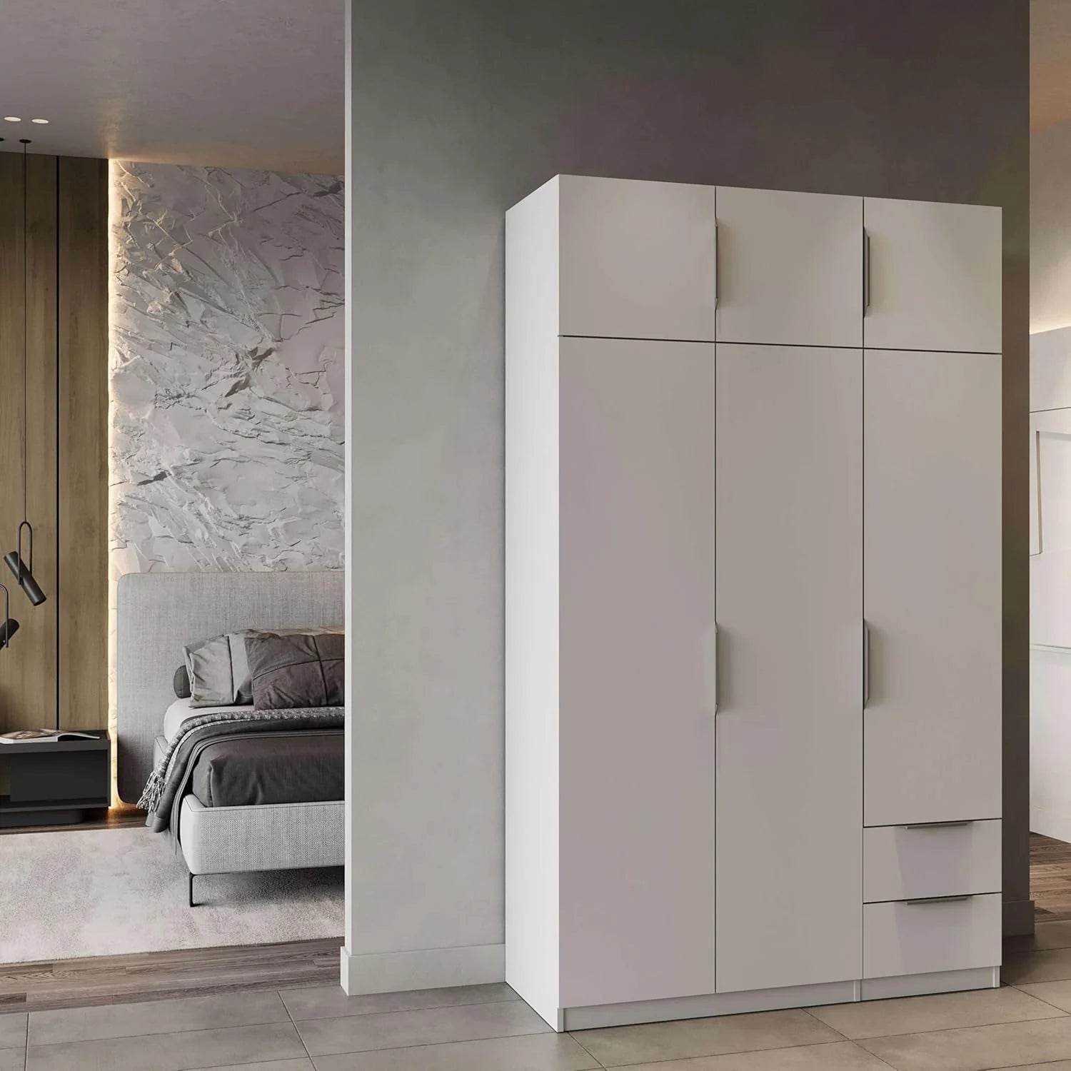 Miroytengo Armario Ghost Grande 6 Puertas y 2 Cajones Color Blanco Mate 203x119 cm