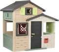 Smoby Life - Casa de Juegos Friends House EVO con 2 Puertas, 6 Ventanas y Mesa de Picnic Extraíble – Fabricada en Material Reciclado, Protección UV, para Niños a Partir de 3 Años (7600810208)
