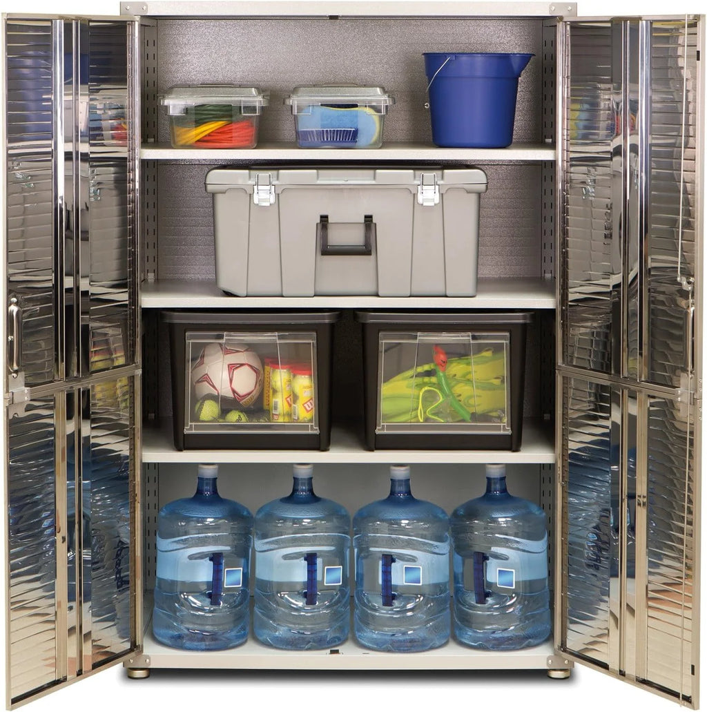 Seville Classics UHD16238 Mega armario , 121,9 x 60,9 x 182,9 cm, soporte de metal con revestimiento en polvo, gris