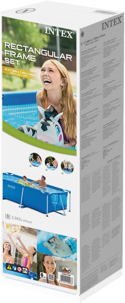 Intex 28271Np Small Frame Piscina Desmontable, 260 X 160 X 65 Cm, 2.282 Litros + 28038 Cobertor Piscina Rectangular Prisma/Small Frame 300 X 200 Cm