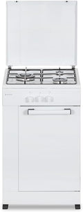 Aspes Cocina Gas Butano 3 Zonas de Cocción, Blanco AKG3500PB. Control Manual, Quemador WOK triple llama, Compartimento Bombona, Tapa Abatible