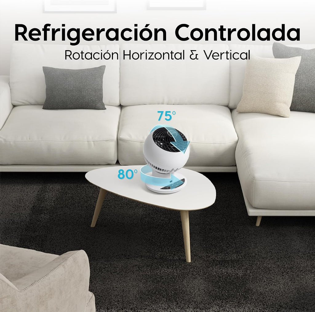 Iris Ohyama Woozoo, 30m², Ventilador de mesa, Blanco, 5 velocidades, Mando a distancia, Oscilación multidireccional, Silencioso, Potente, Escritorio, Portátil, Sobremesa, Fan, Ventoinha, PCF-SC15T