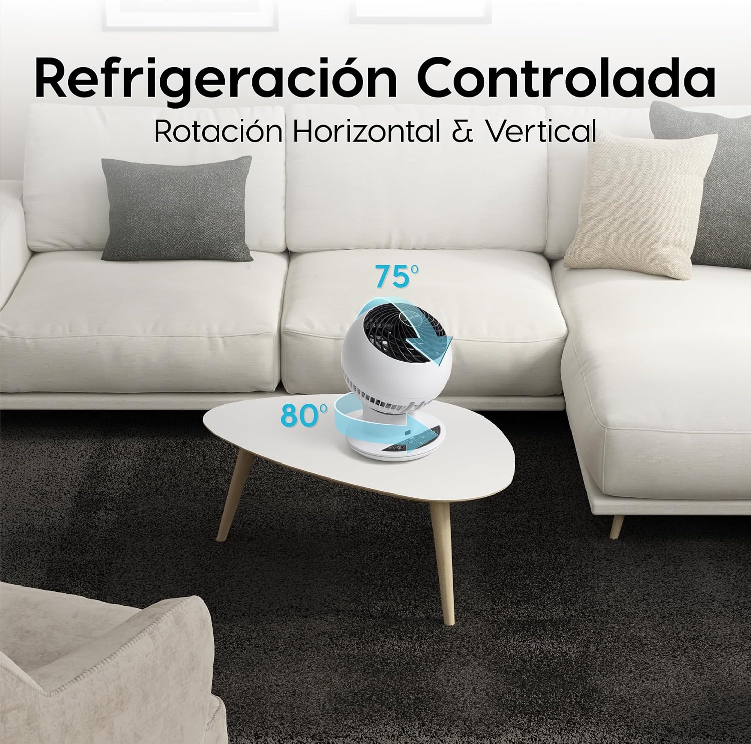 Iris Ohyama Woozoo, 30m², Ventilador de mesa, Blanco, 5 velocidades, Mando a distancia, Oscilación multidireccional, Silencioso, Potente, Escritorio, Portátil, Sobremesa, Fan, Ventoinha, PCF-SC15T