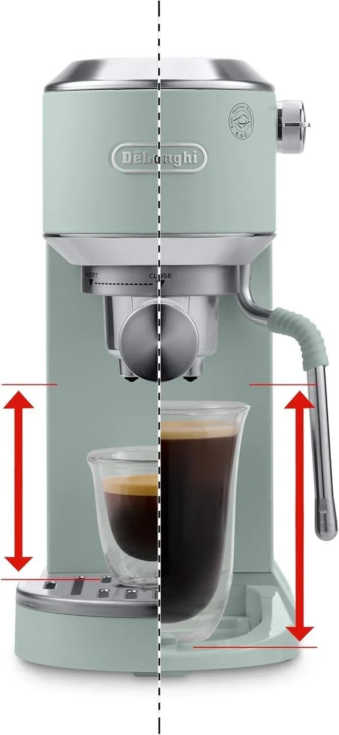 De'Longhi Dedica – Cafetera de Bomba de Acero Inoxidable para Café Molido o Monodosis, Espresso y Capuchino, Depósito de 1.3 Litros, Sistema Antigoteo, Modelo EC685.M, Color Metal
