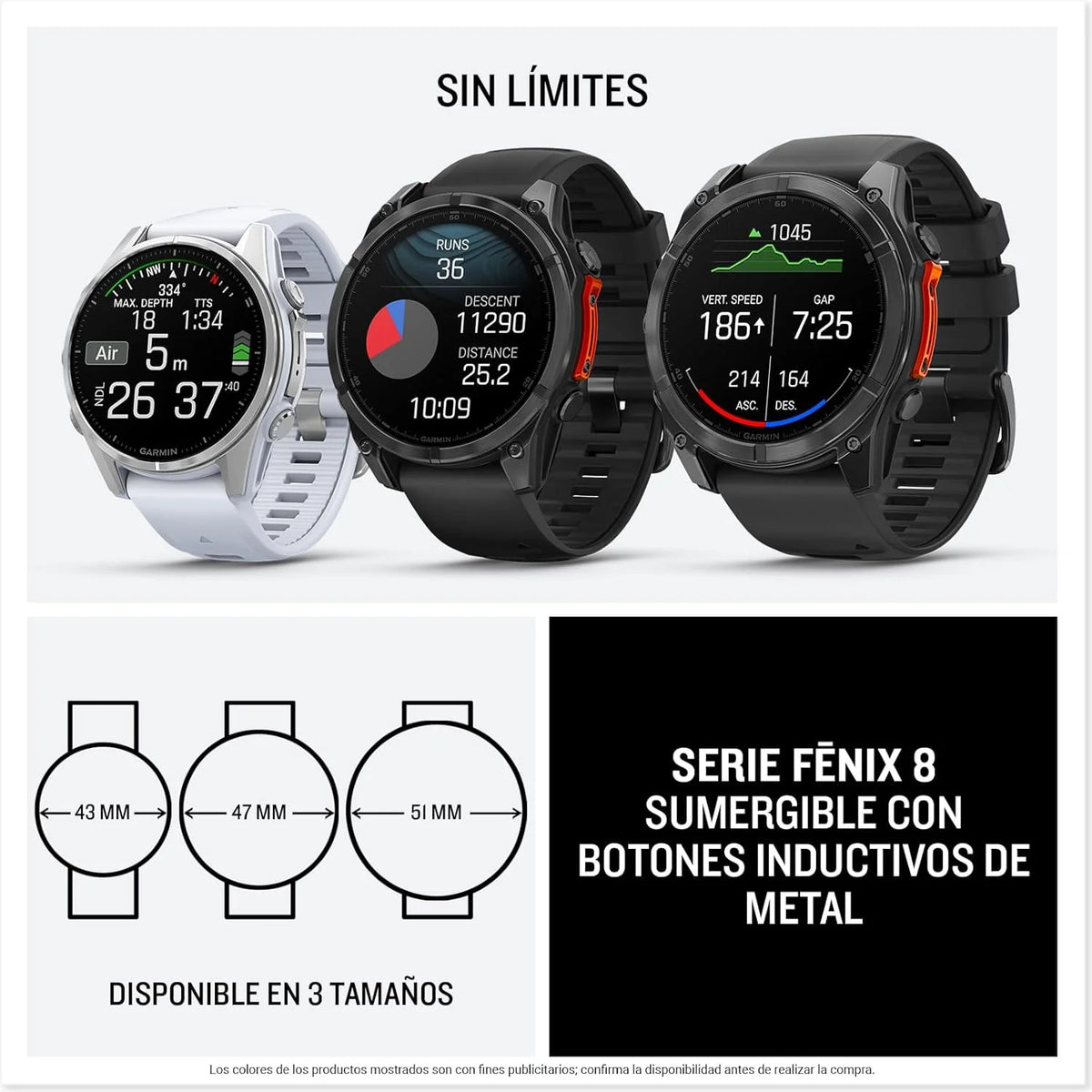 Garmin fēnix 8-51mm - Reloj de Alto Rendimiento GPS Multideporte con Pantalla táctil AMOLED, Linterna LED, Altavoz y micrófono Integrados, Mapas y hasta 29 días de autonomía, Negro