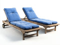 Gartenliege Massivholz 200x65x30 cm - blau-naturholz - rustikaler Stil verstellbare Rückenlehne