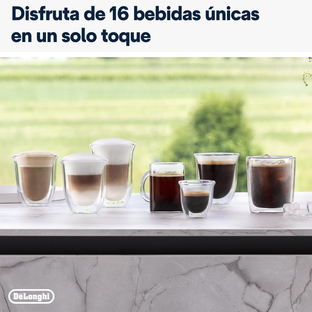 2026 De'Longhi Rivelia EXAM440.55.G, Cafetera Superautomática con LatteCrema Hot, Espumador de Leche Automático, Tamaño Compacto, 16 Recetas, Pantalla Táctil a Color, Gris