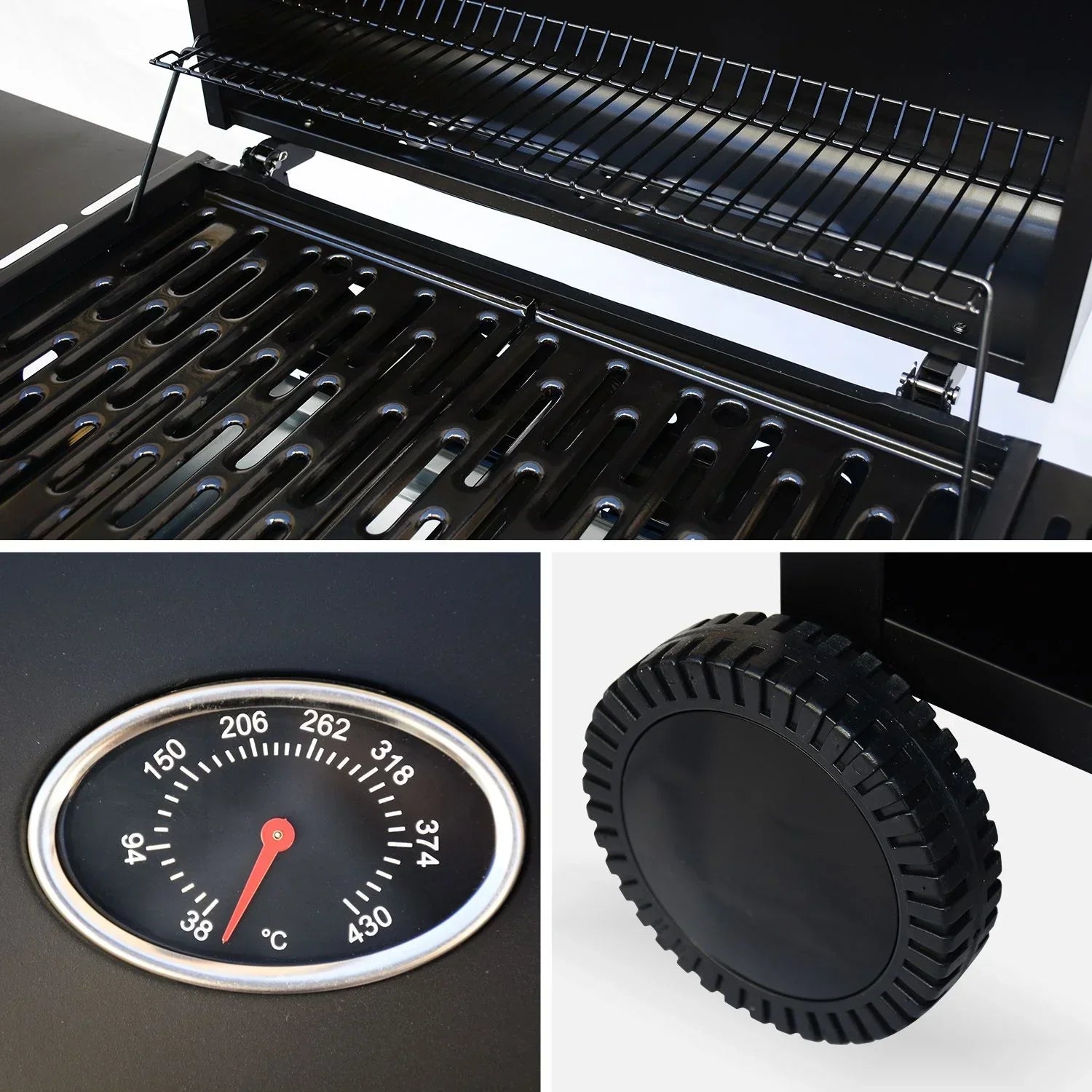 Gasgrill -treville 4 Schwarz- 4 Brenner + 1 Seitenkocher