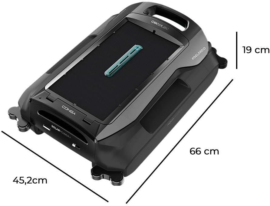 Cecotec Roboter-Poolreiniger für Oberfläche und Wasserlinie Conga Pooldroid AquaSkater. Solarladung, 16 Stunden Akkulaufzeit, 4,5-Liter-Korb und ein 187,5 μm Filter, Ultraschall-Sensornavigation