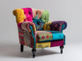 Polstersessel Patchwork 90x85x95 cm - mehrfarbig - klassisches Design gesteppt mit schwarzen Beinen