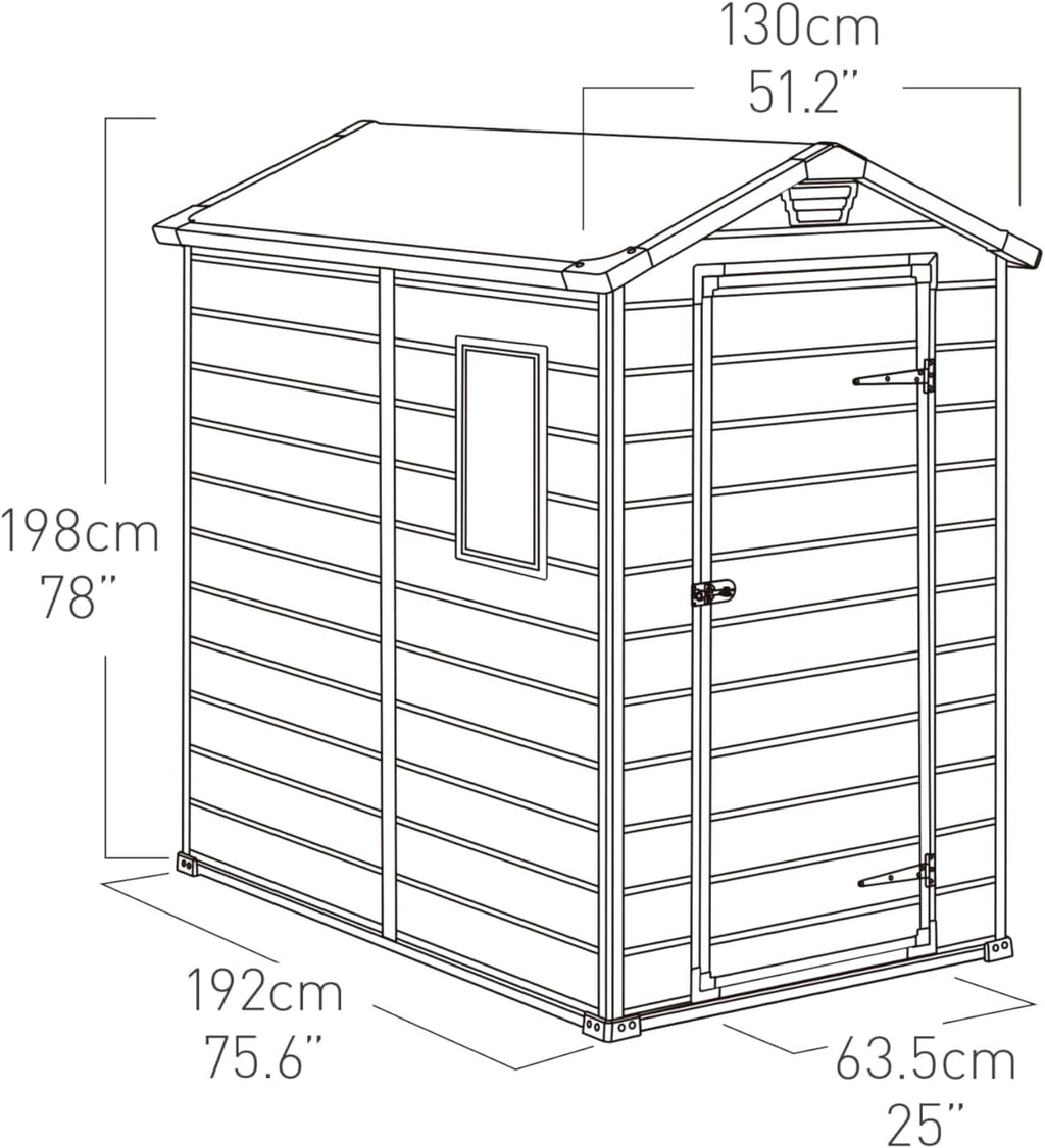 2026 Keter Manor 4X6 - Caseta de jardín, 130x192x198cm y 2,2m2, Suelo, Sistema de ventilación, Puerta y Ventana, Resistente al Agua, Color Gris