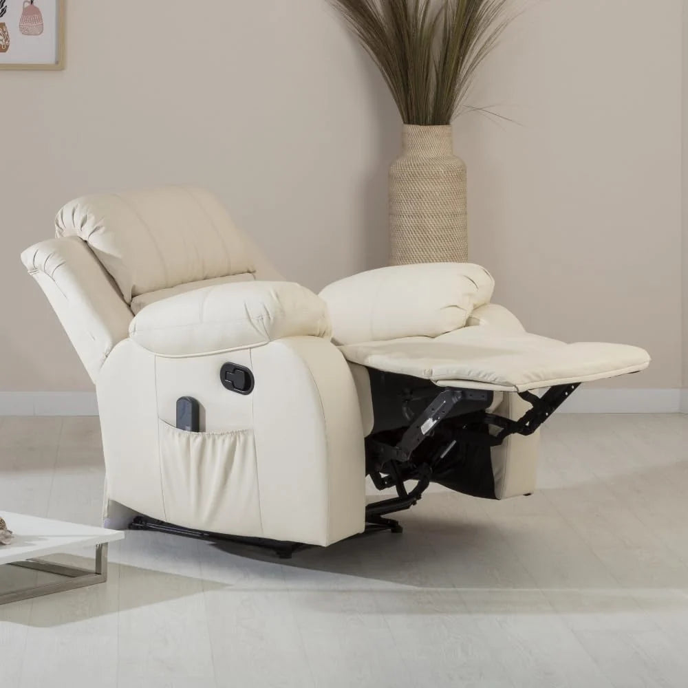 Don Descanso - Sillón Masaje Relax Calor Trevi Negro Reclinable 160º con 8 Motores Silenciosos, Calor Lumbar, Sist. Masaje 4 Zonas y Acabado en PU Anti-Cuarteo [Incluye Mando]. Ideal Gente Mayor