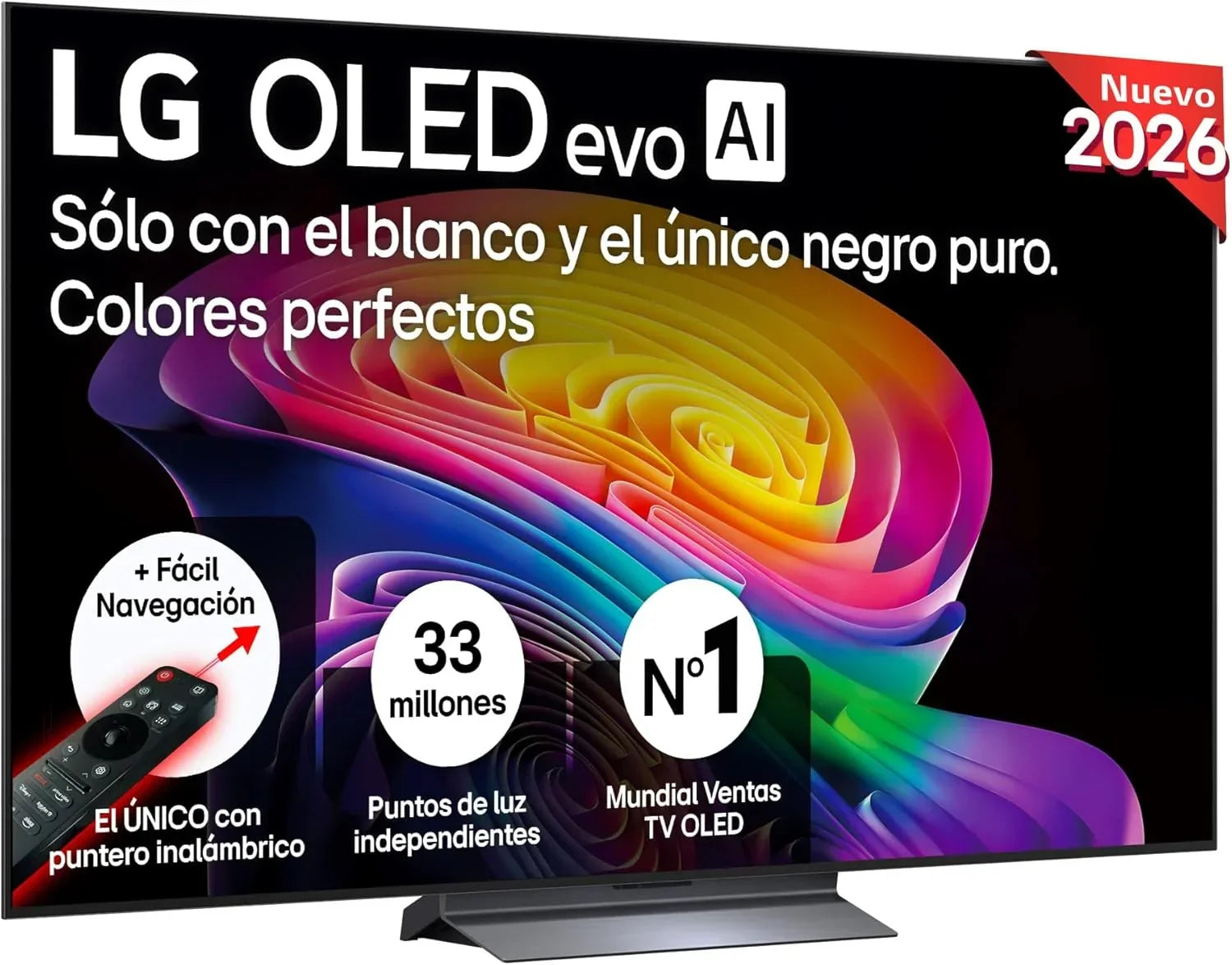 LG OLED65C54LA - TV 65", OLED EVO 4K, Smart TV AI C5, WebOS 25, Super Upscaling, Dolby Vision and Dolby Atmos, AMD FreeSync, Alexa/Google Assistant, Black