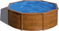 Gre KITPR353W Stahlwandpool, rund mit Holzoptik, Aufstellbecken für den Garten, 350 x 120 cm, Sicilia