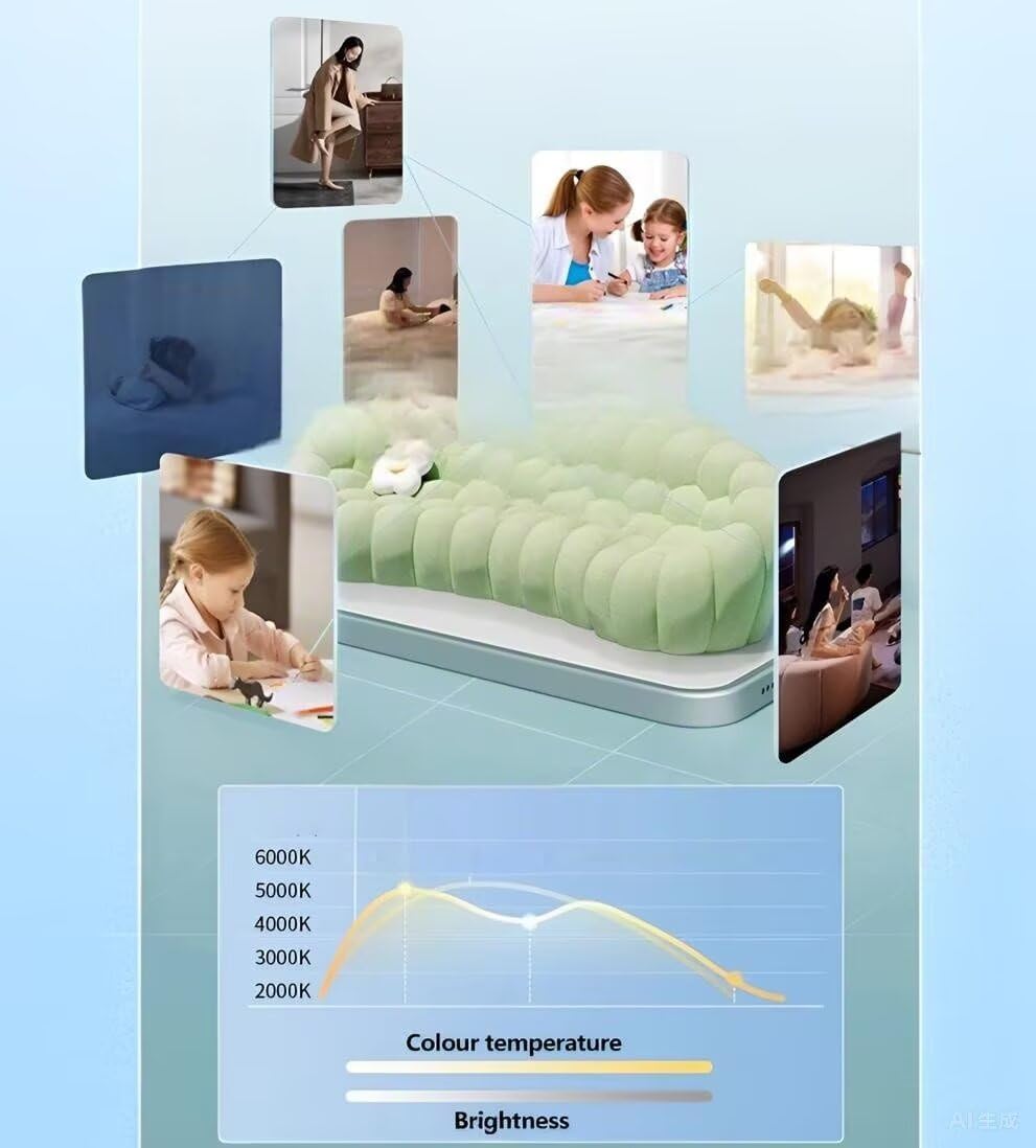 Geräuschloser Deckenventilator mit Licht und Fernbedienung, Deckenventilator ohne Flügel mit modernem LED, 6 reversible Geschwindigkeiten, Smart Dimmbare Ventilatorlampe für Schlafzimmer Wohnzimmer Weiß