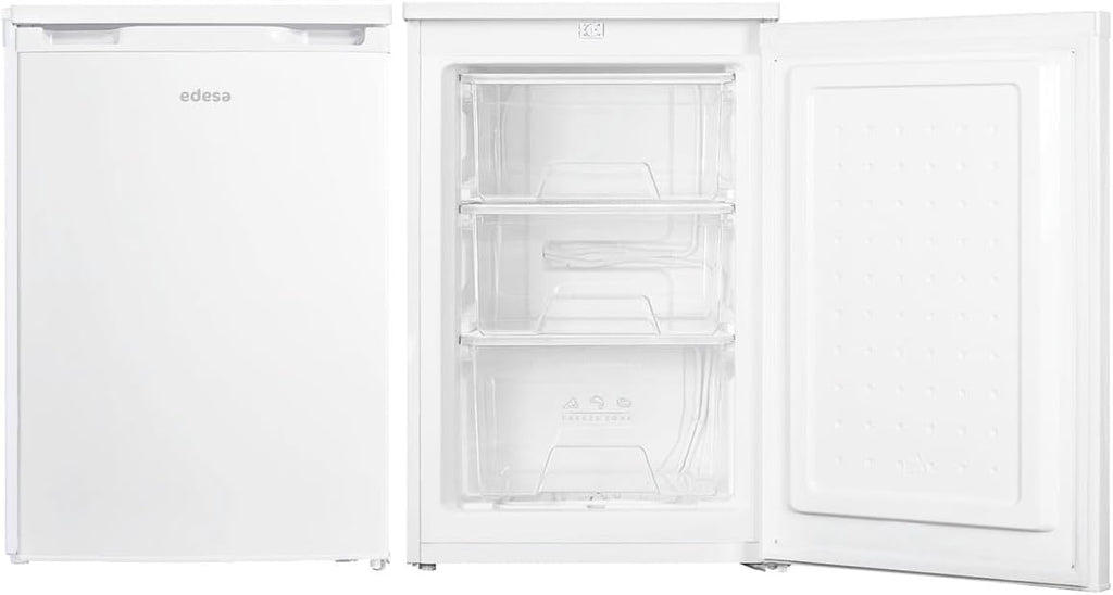Edesa Gefrierschrank horizontal EZS-0813 WH/A Auftischgerät homogene Kühlung mechanische Temperaturregelung 3 Schubladen und wechselbarer Türanschlag integrierter Griff Breite 55,3cm Farbe Weiß
