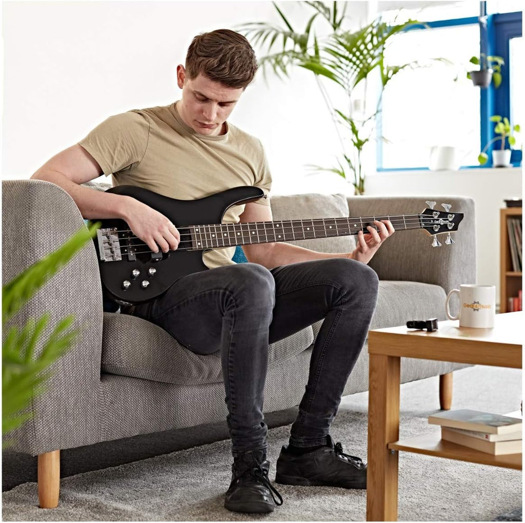 Gear4music Chicago E-Bass-Gitarre mit 15-W-Verstärker, 4 Saiten, schwarz