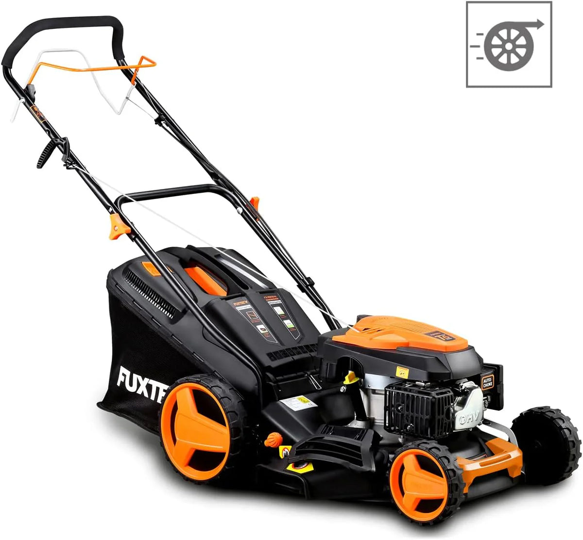 Cortacésped de Gasolina FUXTEC FX-RM4646ECO 46cm de Anchura de Corte - Potente Motor de Gasolina de 146cc Easy Clean 3en1 2,6KW Mulching recogedor de Hierba 50L