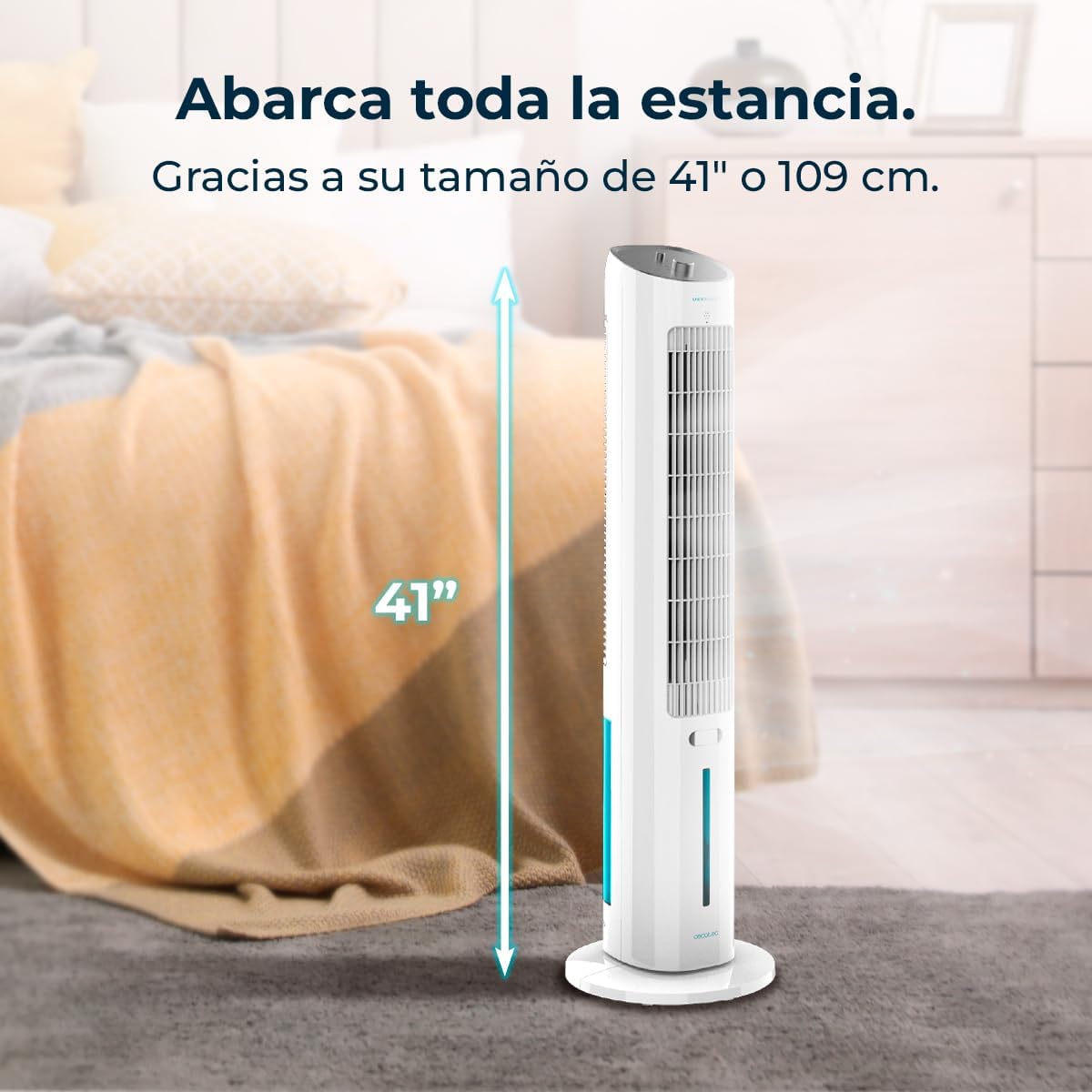 Cecotec Climatizador Evaporativo EnergySilence 2000 SkyCool. 60W, Depósito de 3L, Compatible con Aceites esenciales, 3 Velocidades, Oscilación de 50º, Asa en la Parte superior