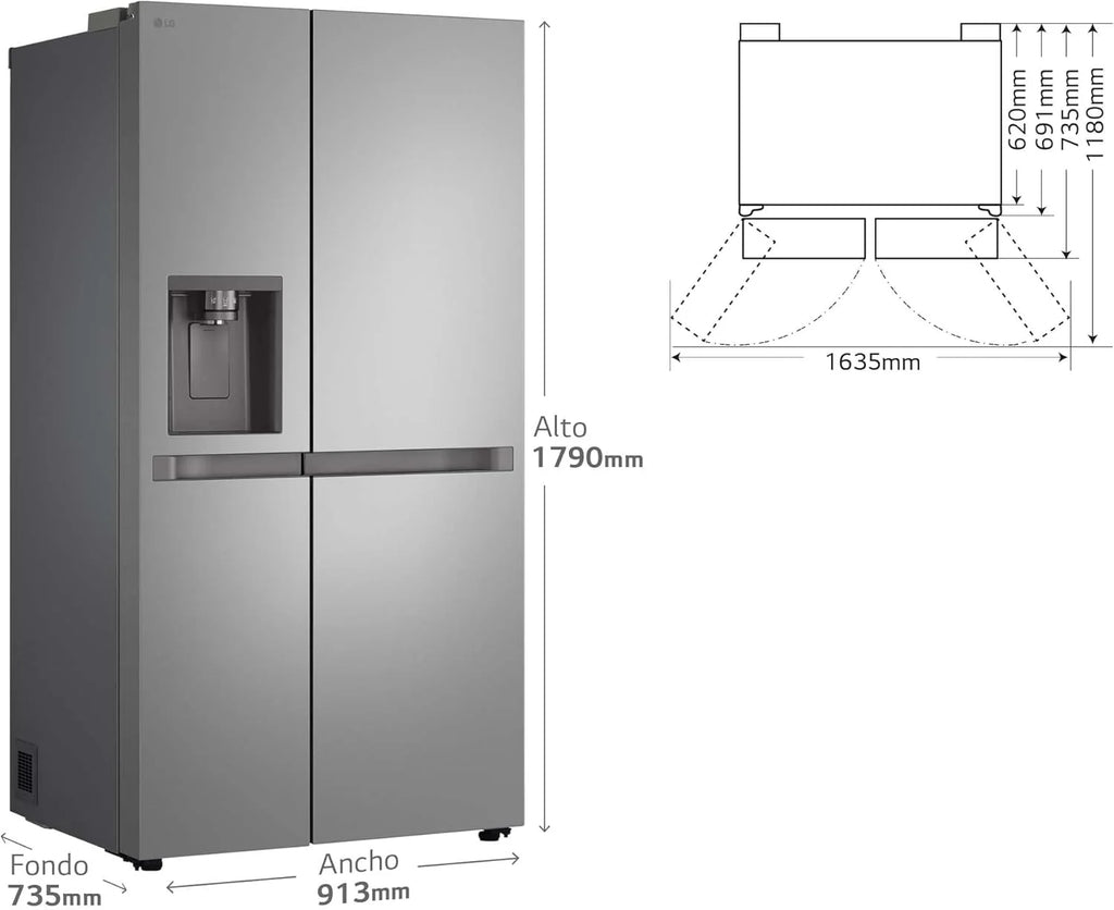 GSLC40PYPE - Frigorífico Side by Side, Serie 400, Clasificación E, 641 L, Inox Anihuellas